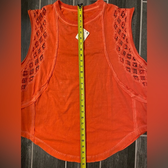 Free People Table For Two Rust Tank Embroidered Lace Oversize Top Size XS NWT PM - Picture 2 of 4